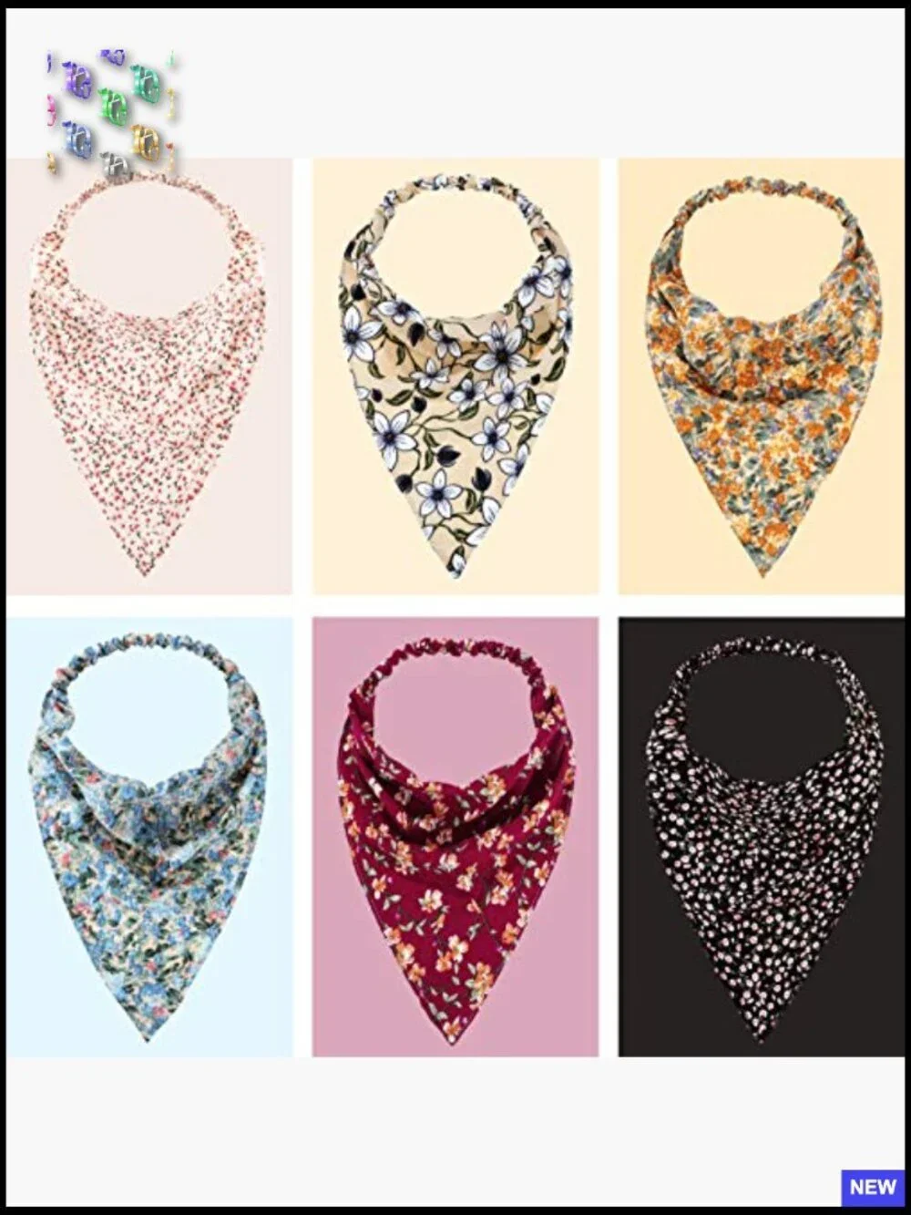 Floral Chiffon Hair Bandanas Set Boho Cottagecore Headbands with Clips